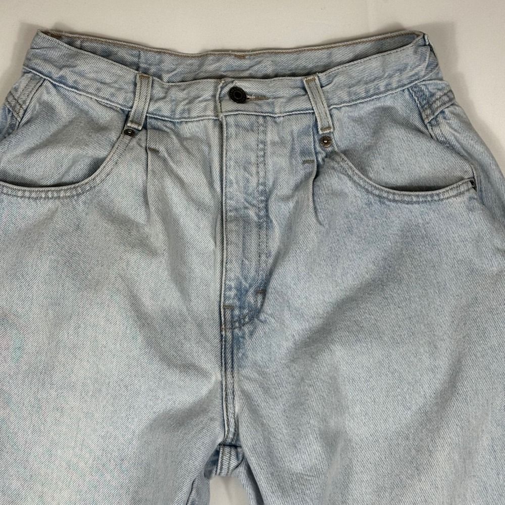 Brittania Vintage High Waisted Mom Jeans Light Wash Tapered Petite 12x28 Cotton - Picture 2 of 8